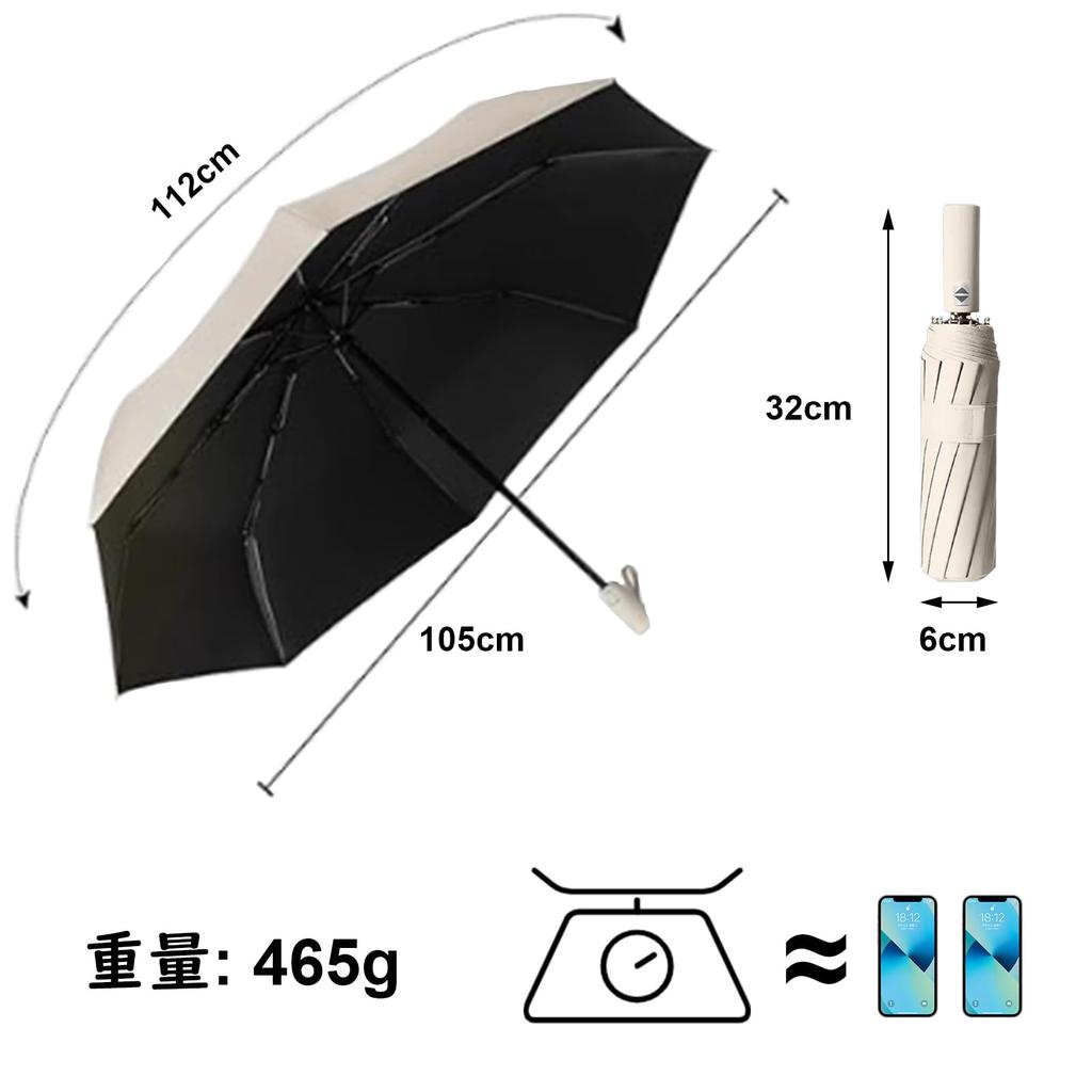 Tanosimi Automatic Opening and Large UV Heat Solid Rain Heatstroke Sun and Rain Unisex 12-Rib Parasol, One-Touch Closing, Size, Foldable, 99.9%