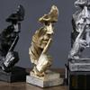 Nordisk "Tystnad är Guld" Harts Hantverksskulptur, Kreativ Dekorativ Del för Hem, Sovrum, Vardagsrum och Kontor