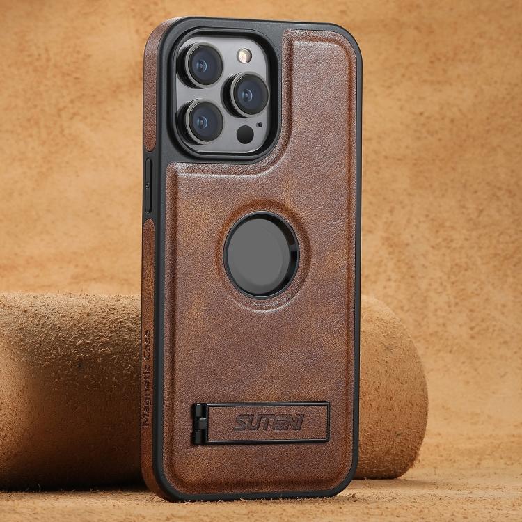 Suteni G2 Magsafe Oil Wax Leather Back Phone Case with Holder