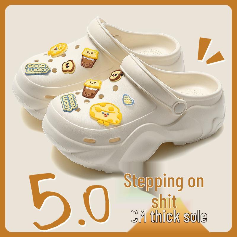2025 Trendy Xiaohongshu Influencer Cute Cartoon Non-slip Thick-soled Summer Outdoor Closed-toe Slippers