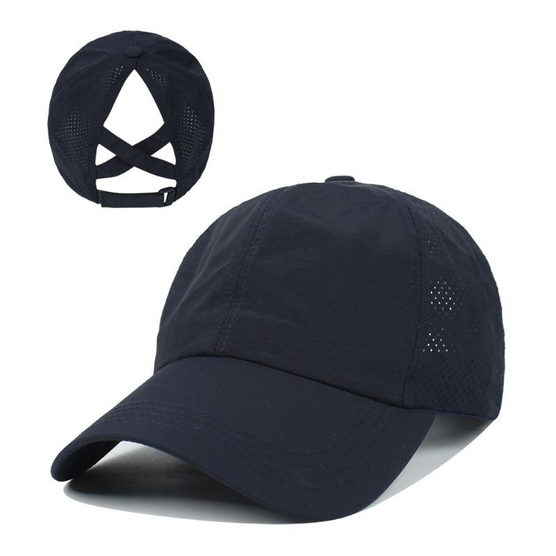 Solid color baseball cap logo women's sports and leisure cross ponytail hat quick-drying breathable cap sun hat