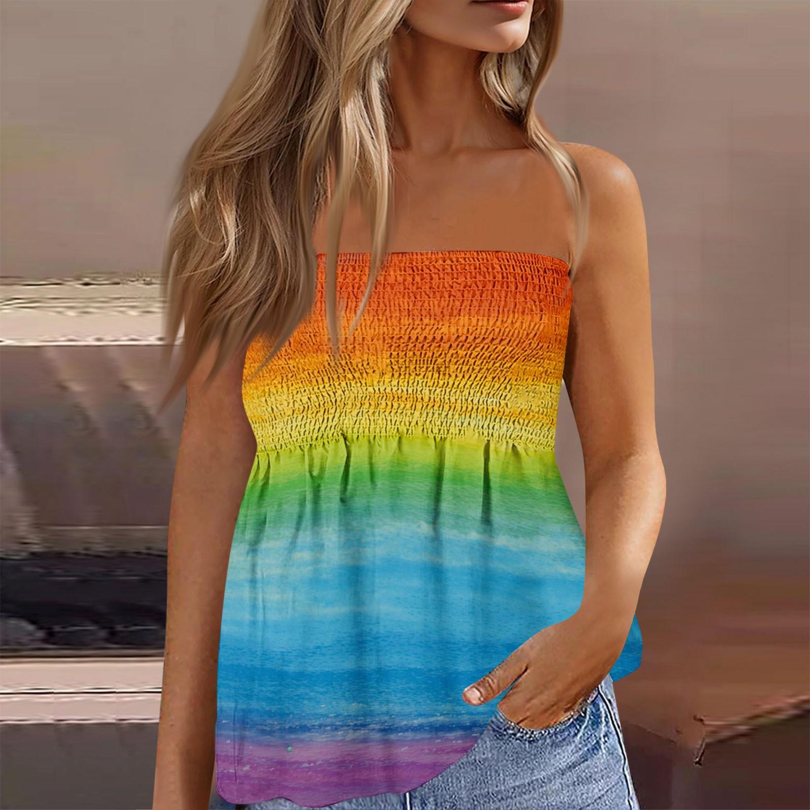 

Женские топы Нарядные повседневные Блузка без рукавов Топы-трубы для женщин, Милая сексуальная футболка без рукавов с принтом на одно плечо S синий