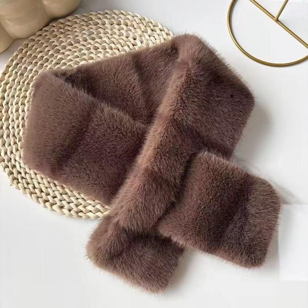 Striped Faux Mink Fur Scarf Thick Warm Neck Scarf Elegant Winter Neck Warmer