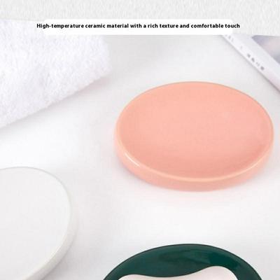 Ceramic Soap Dish Holder Bathroom Draining Tray for Home/Hotel Modern Simple Design