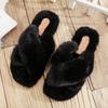 Fashion Women Fashion Warm Fluffy Slippers Cozy Faux Fur Cross Indoor Floor Slides Flat Soft Furry Ladies Female Celebrities Flip Flops
