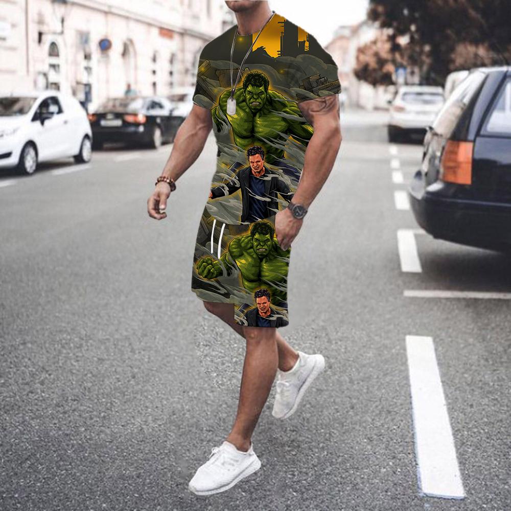 2025 New Summer Men's Set Loose Leisure Fashion Golf Sportswear Beach Set Printed Men's Jogging Set