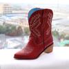 Fashion Women Cowboy Boots Luxury Embroidery Pointed Toe Winter Boots Ladies Shoes Comfortable Designer Botas Outdoor Skidproof Wearable