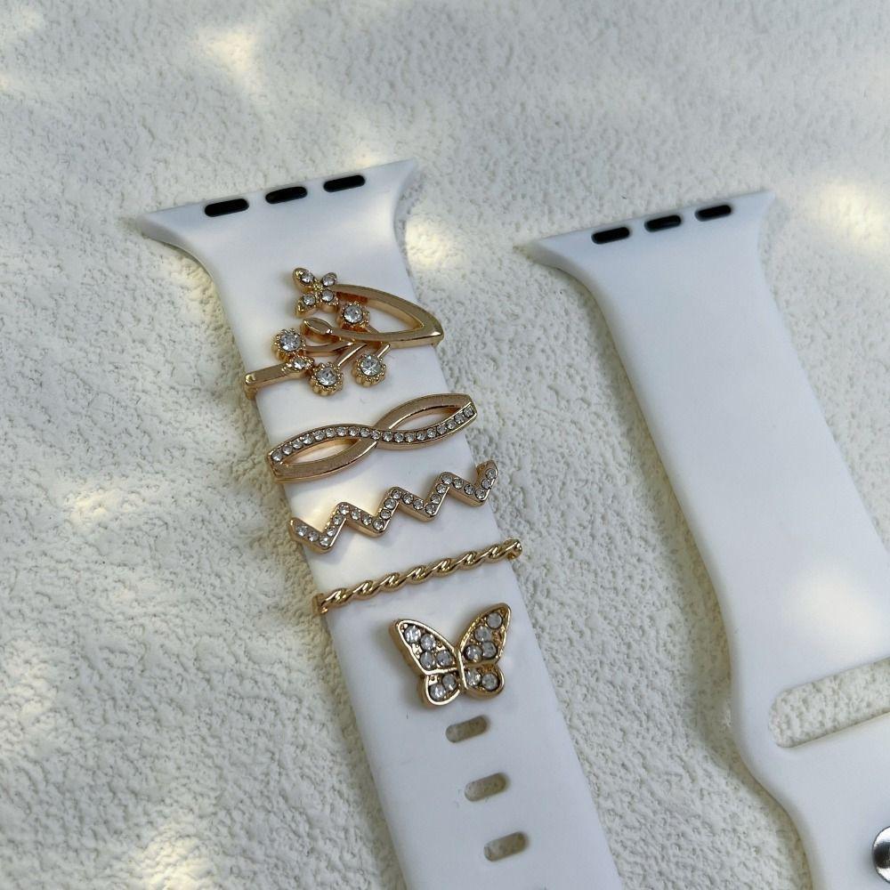 Διαμαντένιο λουράκι ρολογιών, μεταλλικό στολίδι, διακοσμητικά αξεσουάρ για λουράκια νυχιών, διακοσμητικά αξεσουάρ για τα νύχια