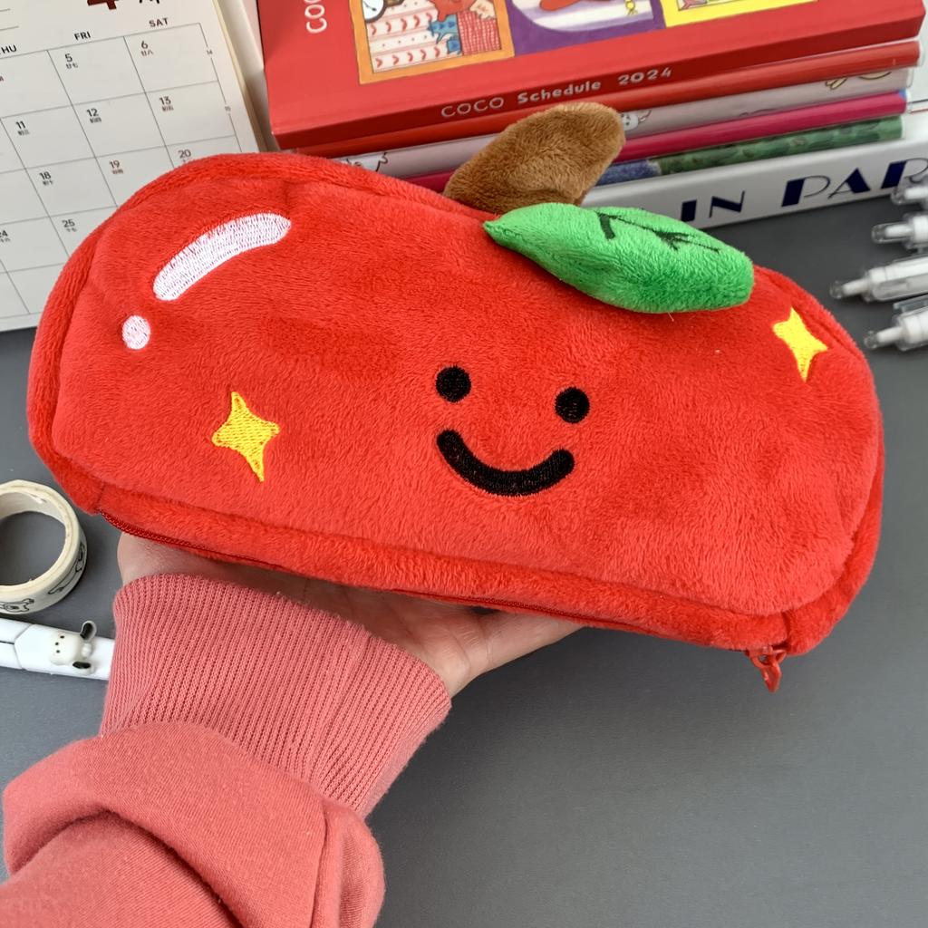 Red Apple Pencil Case/Makeup Bag/Portable Bag, Large Capacity Pen Case, Mark Pen Storage Bag, Perfect Back To School Gift