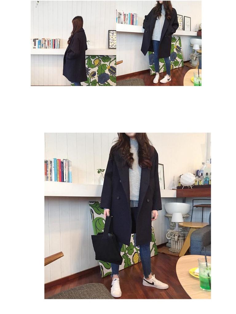 2025 Autumn/Winter Korean Style Slimming Plus Size Mid-Length Wool Coat