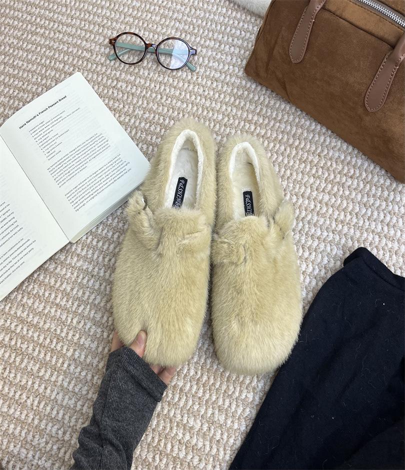 Mao Mao Slippers Women's Outer Wear 2025 New Autumn and Winter One-pedal Fashion Out Bag Head Half Drag Cotton Slippers Mao Mao Shoes