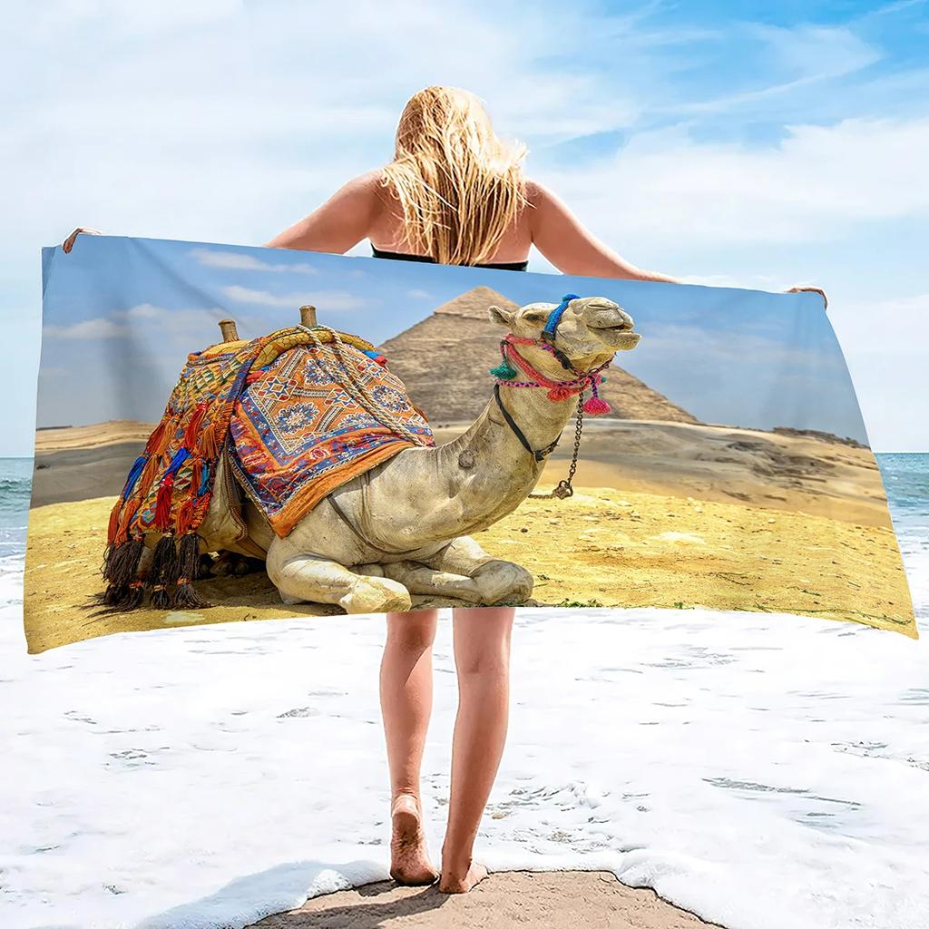 Wüstensand Kamelprint Strandtuch Weich Schnelltrocknend Badetuch Sport Reisen Camping Schwimmbad Handtücher Mikrofaser Bikini-Abdeckung