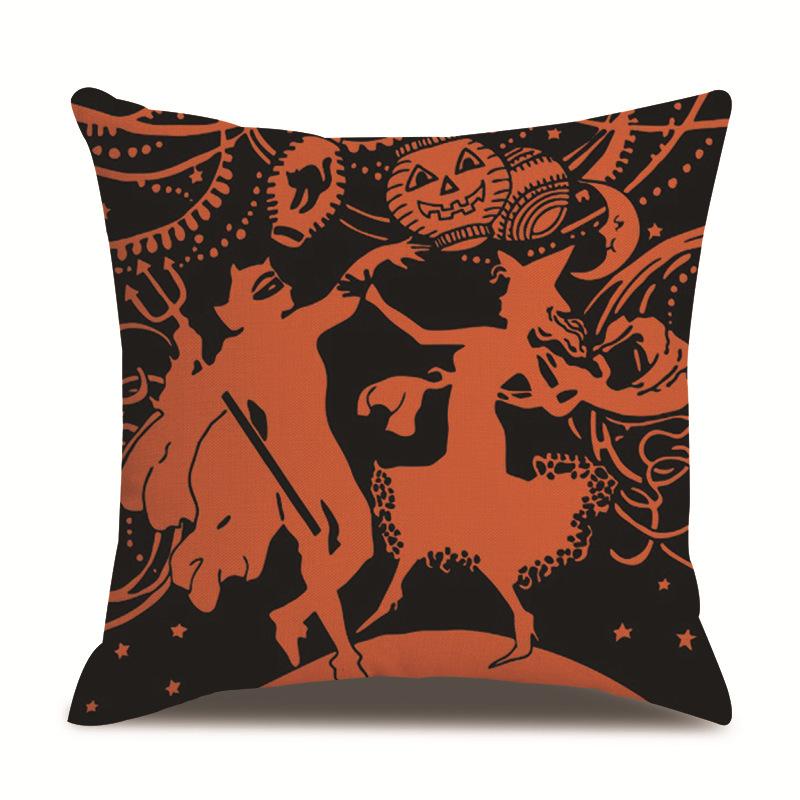 Halloween Linen Pillow Cover Printed Pillow Cover
