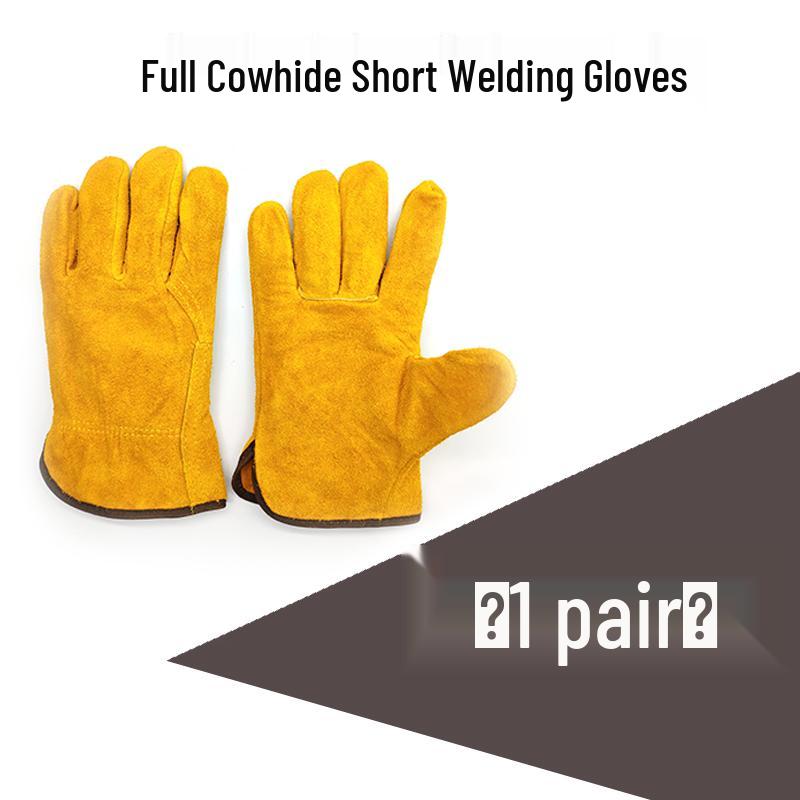 High-Temperature Resistant Cowhide Welding Gloves - Soft, Wear-Resistant, and Anti-Scald Protection for Welders.