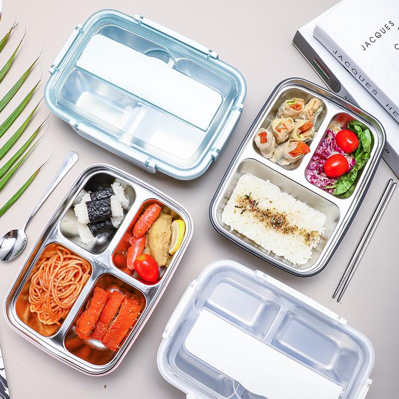 Multi-Compartment Stainless Steel Bento Box - No Flavor Mixing, Microwave Safe, Ideal for Students and Office Workers, Portable Lunch Solution