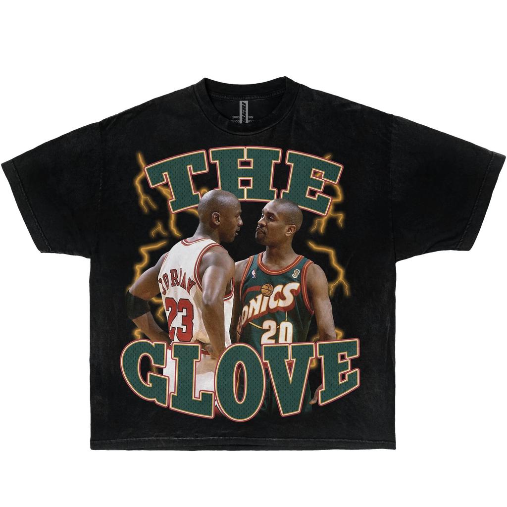 Payton "The Glove" 1996 Finals Übergroße Vintage Basketball T-Shirts Streetwear Y2K