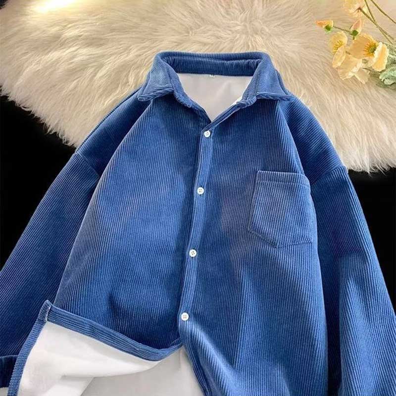 Shirt Coat for Women Cotton Winter Padded Warm Solid Color Thickened Casual Oversize Double Layer Jacket