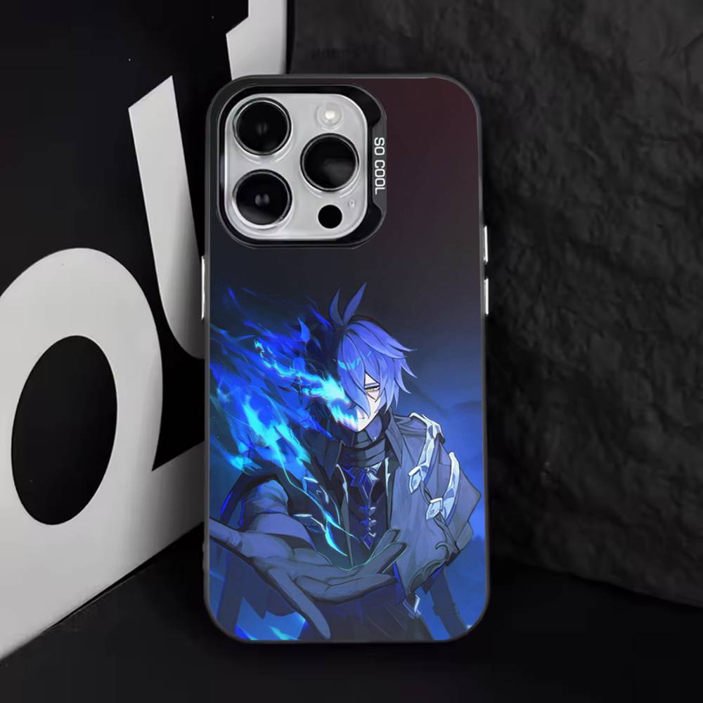 G-Genshin Impact F-Flins For iPhone 17,16,15,14,13,12,11,Pro,Max,Plus,E,Air,Mini Anti Fall Black Matte Hard Bumper Phone Case iPhone13mini