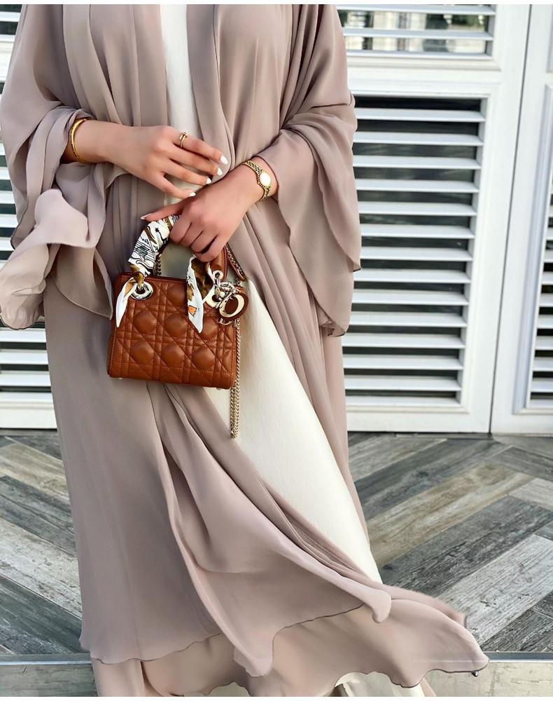 Muslim Fashion Abaya Fashion Soft and Elegant Large Size Women Cardigan Robe Solid Color Cardigan Dress