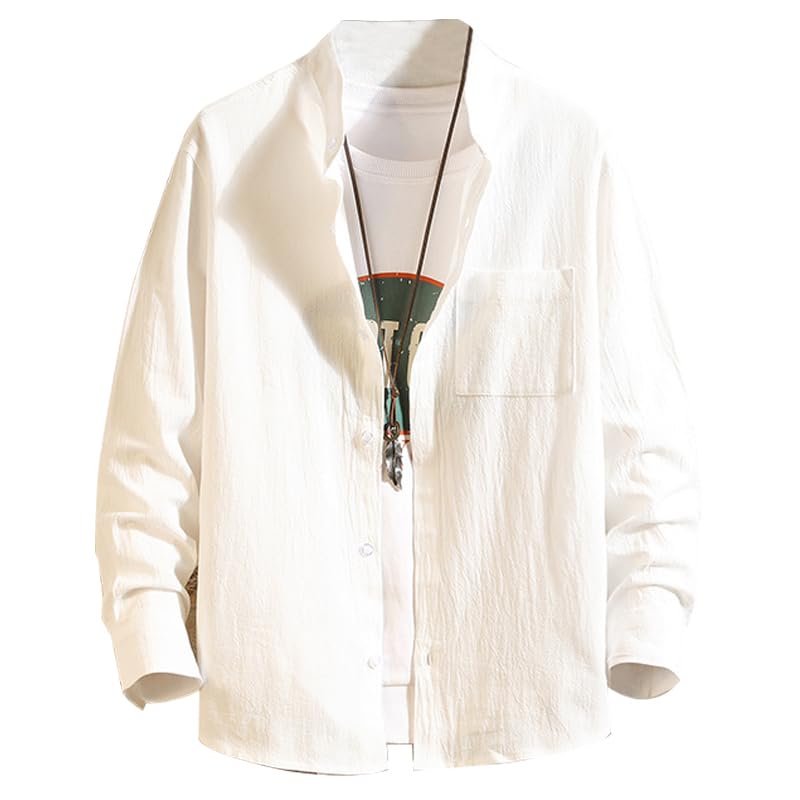 

FLYSHION Long Sleeve Plus Solid Men s Button-Up Shirt, Sizes, Color, Soft, Casual, Spring/Summer