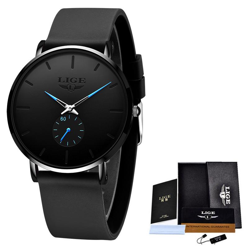 LIGE New Fashion Sports Mens Watches Top Luxury Waterproof Simple Ultra-Thin Watch Men Quartz Clock Relogio Masculino