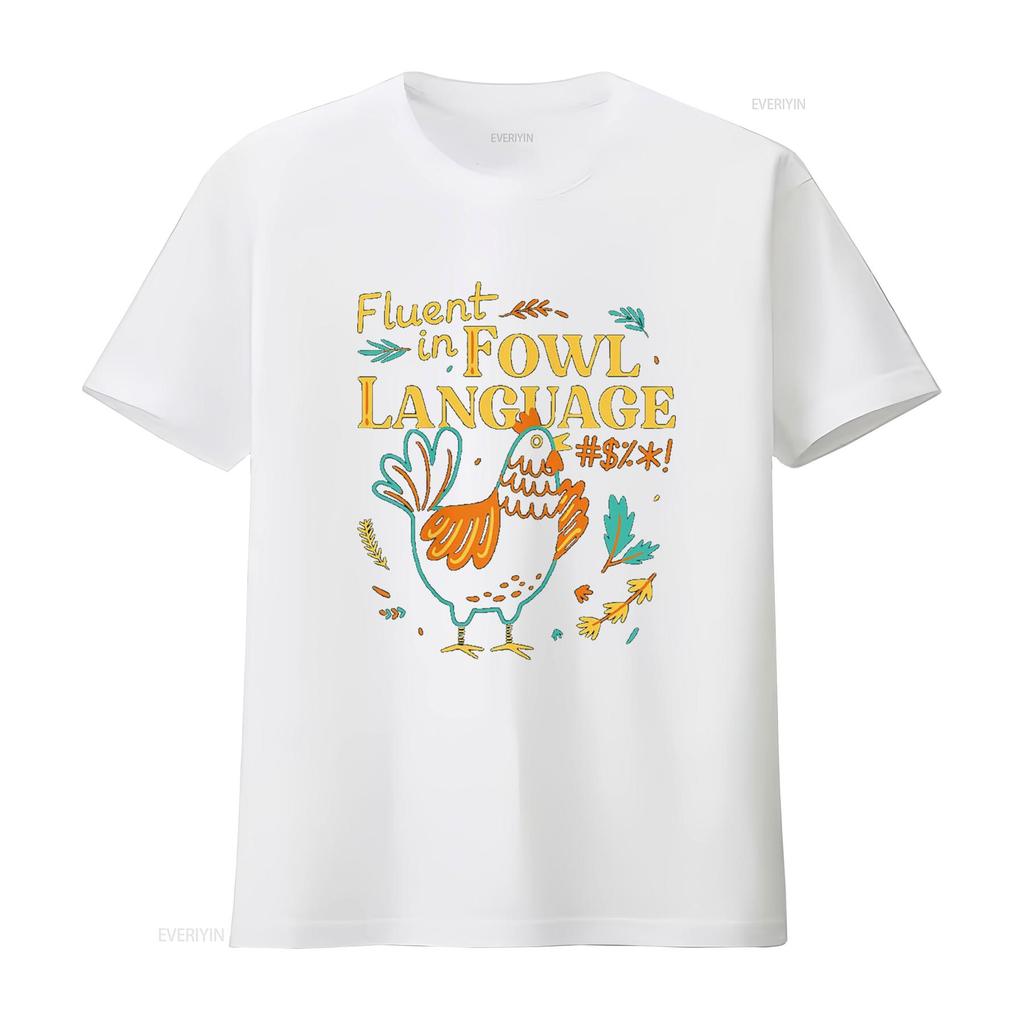 Vivay Fluent In Fowl Language Funny Novelty Chicken Lover T Shirt for Women s vintage Washed fashion streetwear Breathable