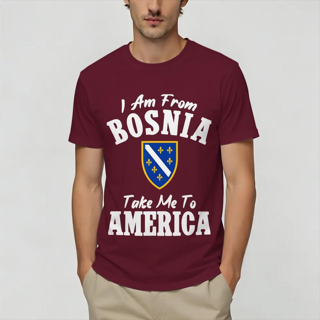 T-shirt Oversize Estiva Sono dalla Bosnia Portami in America Maglietta Bosniaca per Unisex Stampa Retro Economica Manica Corta Abbigliamento