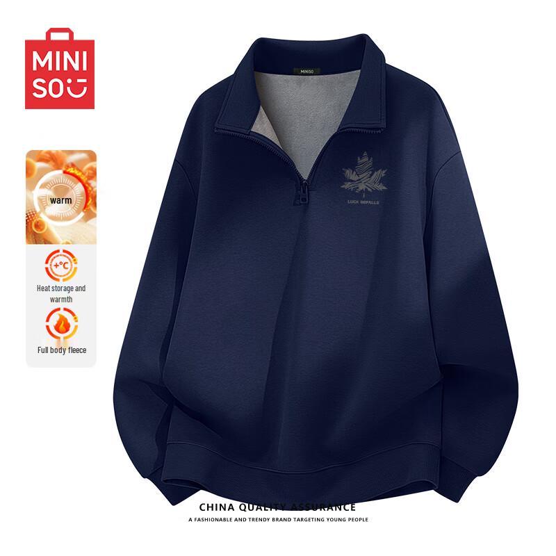 

Miniso Men s Fleece-Lined Half-Zip Stand Collar Sweatshirt XL