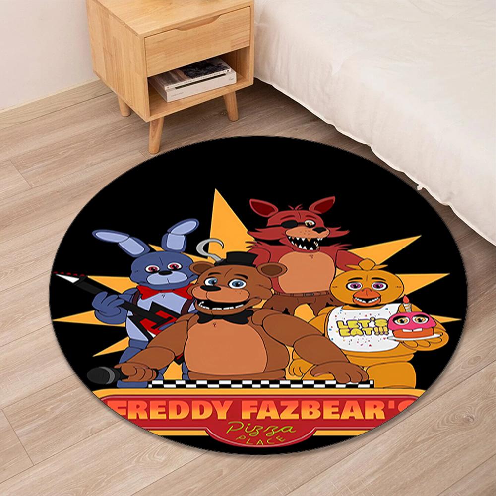 Five Nights at Freddy's Bedruckter Runder Teppich Teppichboden Stuhlteppich Bereichsteppich Eingang Fußmatten, für Bürostuhl Wohnzimmer Schlafzimmer Küchenraum.