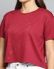 MONTE CARLO Womens Printed Maroon Round Neck Half Sleeve Top