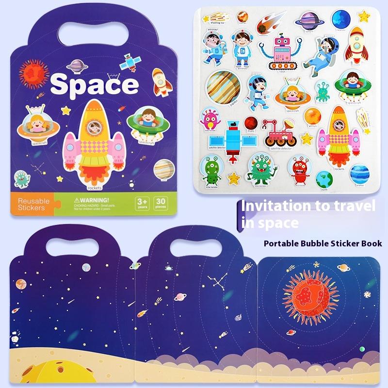 1 Set Kinder Tragbar Wiederverwendbar Leise Beschäftigt Kleben Ein Buch Kinder DIY Stickerbuch Blasen Szene Sticker Gelee Paste Spielzeug