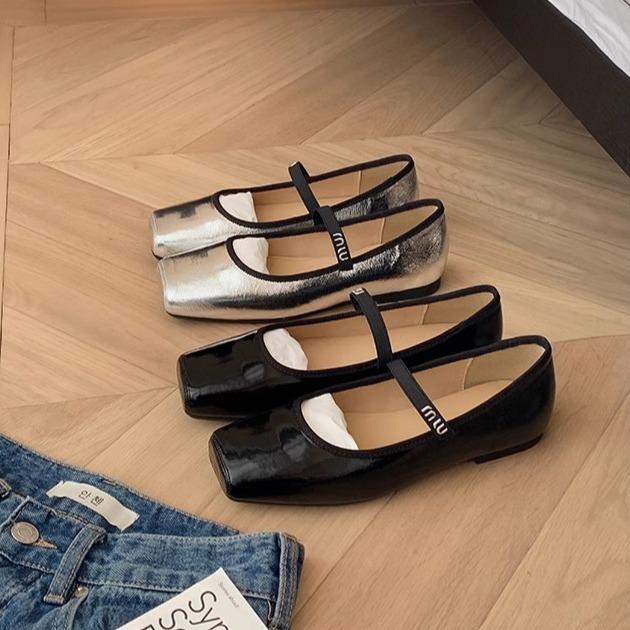 Sheepskin Version~ Grape Mother, the Same French Square Head with Versatile Shallow Mouth Flat Bottom Ballet Style Mary Jane Shoes Women