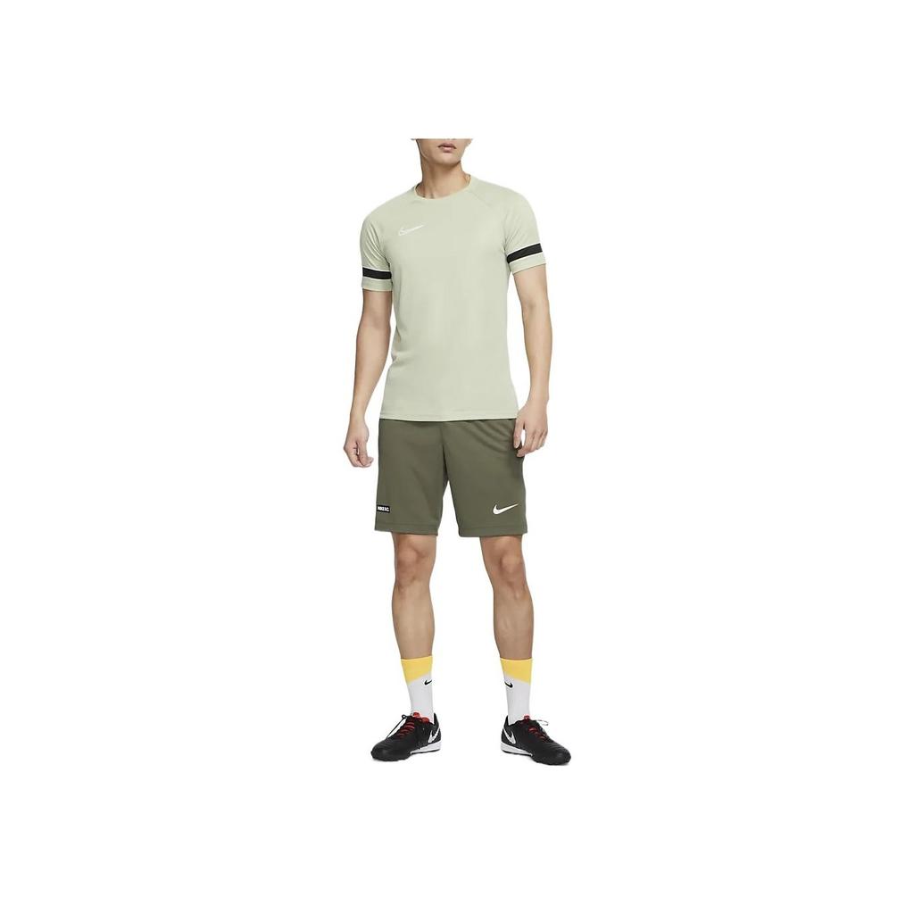 Nike Dri-FIT Academy Knit Soccer Cuff Color-Block Embroidered Short Sleeve T-Shirt Men Tops Olive-Green CW6102-371