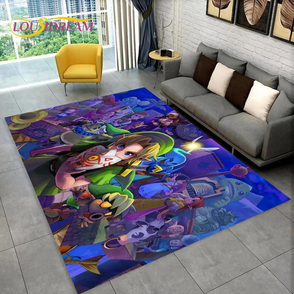 2025 3D Z-Zelda2 Spiel Cartoon Teppich für Wohnzimmer Schlafzimmer Heimdekoration, Bodenteppich rutschfeste Dekoration für Sofa Fußmatte Kinder