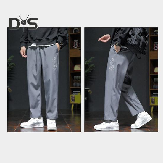 Pantaloni Bărbați Primăvară Toamnă cu Buzunare Laterale Șnur Talie Elastică Picior Larg Pantaloni Subțiri Culoare Solidă Largi Stil Stradal Sport Pantaloni pentru Muncă Zilnic