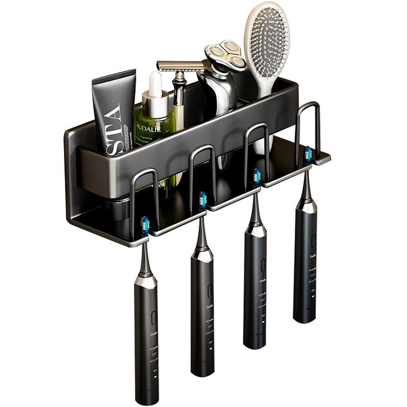 Wall-Mounted Punch-Free Toothbrush and Mouthwash Holder Set