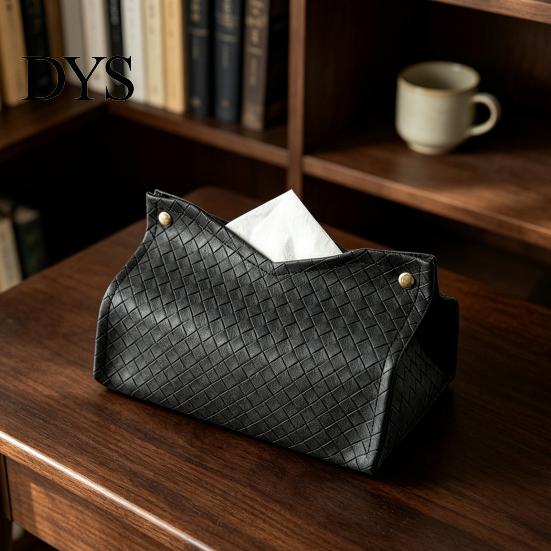 Durable Kitchen Paper Organizer PU Leather Tissue Box Holder, with Snap Design, Portable Foldable Compact Dormitory Case Facial Dispenser, for Office