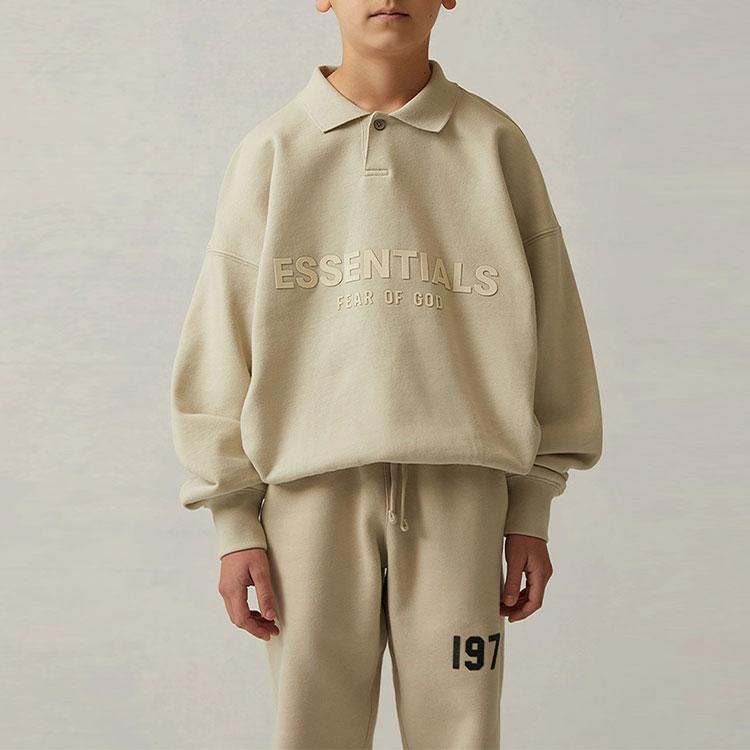 Fear Of God Essentials SS22 Solid Logo Print Loose Long Sleeve Polo Shirt Kids tops FOG-SS22-353