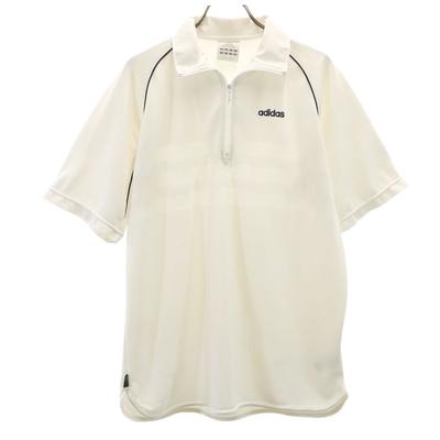 Adidas Made In Japan Training Short Sleeve Half Zip Wear L White Men's Used