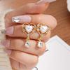 1 Pair Pearl Drop Earrings Trendy Shiny Rhinestone Gold Color Tassel Dangle Earrings For Women Party Jewelry Accessories Gift