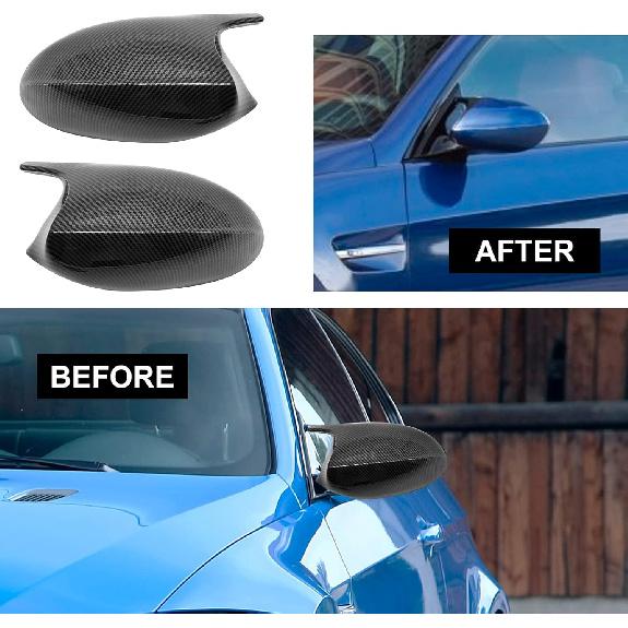 Carbon Fiber Side Mirror Cover Caps Carbon Fiber Pattern Rear View Mirror Housing Replacement for BMW E90 E91 E92 E93 PRE-LCI M3 Style