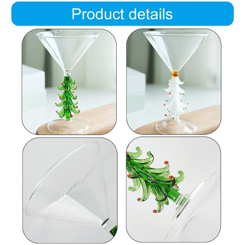 Christmas Tree Glassware Transparent Cocktails Drinking Glass Beverage Cup Festival Drinkware for Holiday Parties