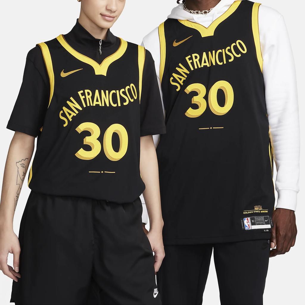 Nike Stephen Curry No. 30 Golden State Warriors City Edition Jersey, 2023-24 Men Tops Black Yellow DX8759-010