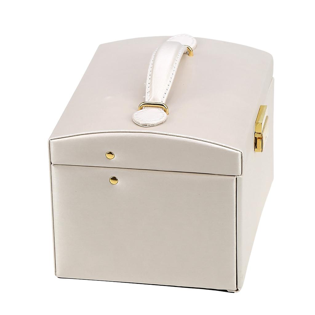 Three Layer Jewelry Storage Organizer Box PU Earring Necklace Display Case Cabinet White?