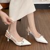 Fashion Bare Colored High Heels French Toe Sandals Women's Summer Temperament Sexy Pointed High Heels Thin Heels Back Strap Pumps Women
