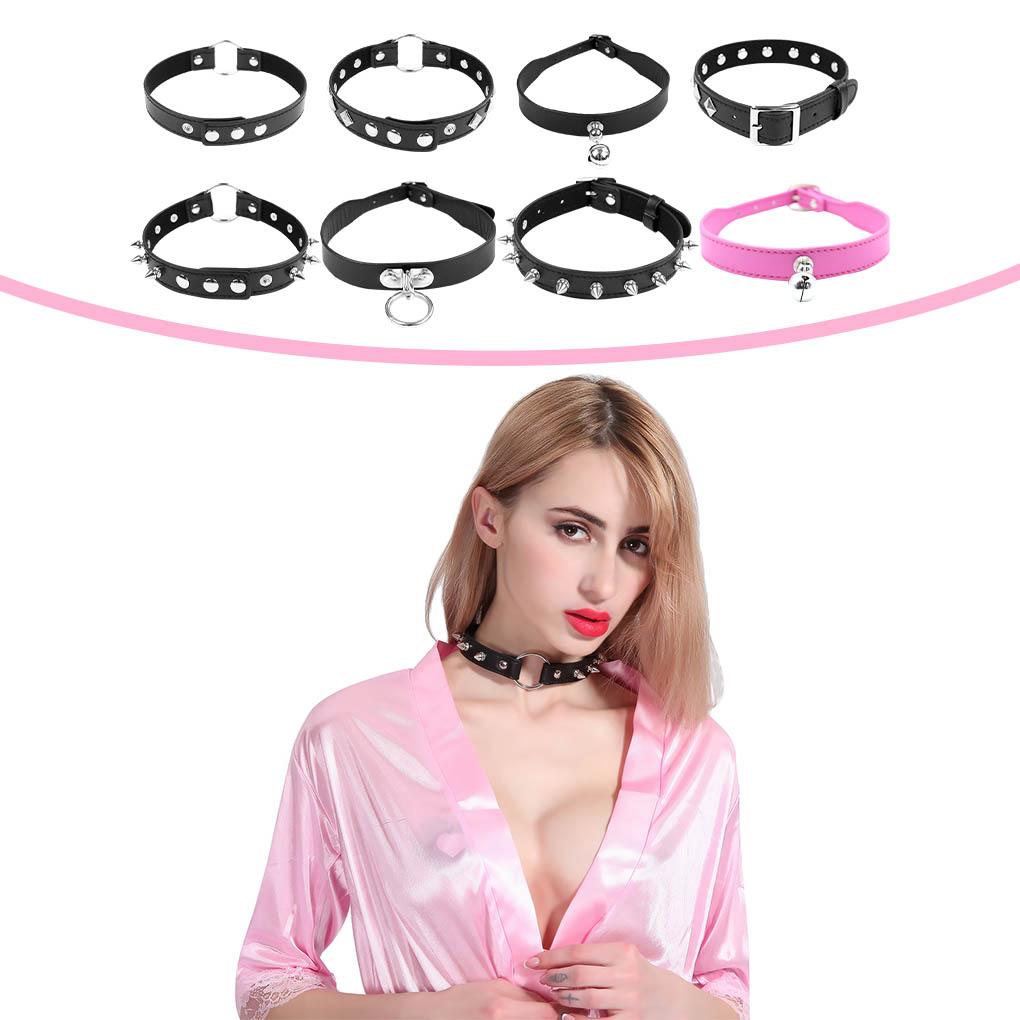 Leather Collar Fashion Foreplay Women PU Leather Necklace Adjustable Choker Adults Toy