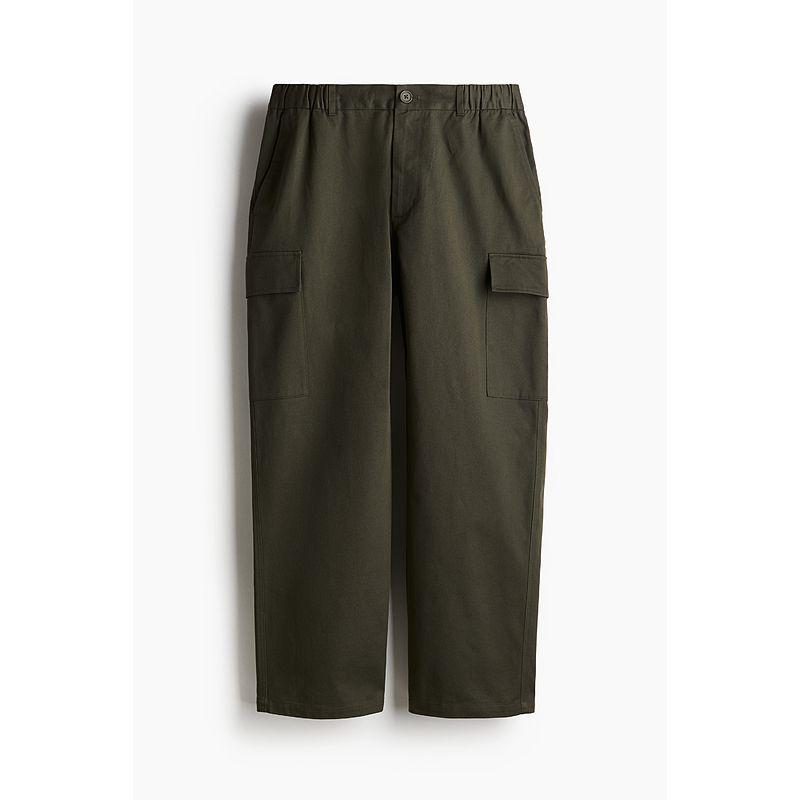 

HM Men s Casual Pants 2025 Fall New Arrival Loose Version Diagonal Cloth Elastic Waist Cargo Pants Pants 1275880