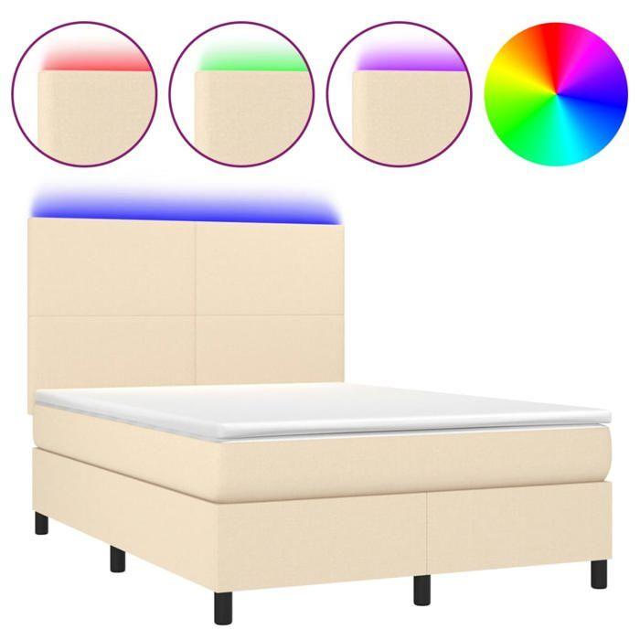 Sommier tapissier - Maison Exclusive - Matelas 140x200 20cm - Tête de lit réglable - Bandes LED colorées