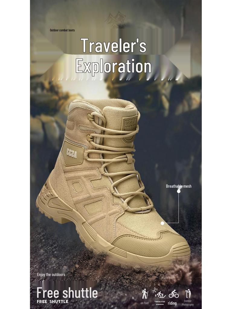 Men's Plus Size Outdoor Tactical Combat Boots - Wear-Resistant Military Hiking & Mountaineering Footwear