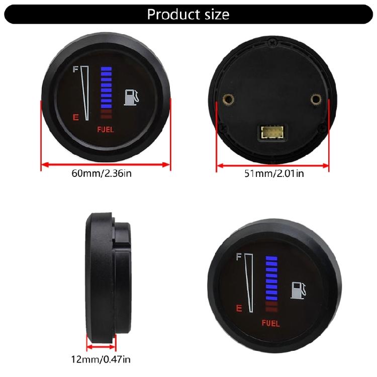 Automotive Fuel Level Meter Gauge LED Display Waterproof Panel Suitable for 12V Car Motorcycle Systems